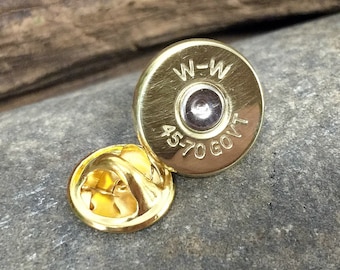 Pin de corbata con forma de bala, Winchester 45-70, latón, alfiler para sombrero, oro, joyería para hombre