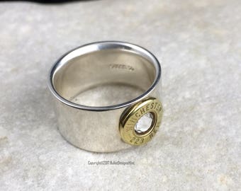 Bullet Ring, .925 Sterling Silver Bullet Wedding Band Ring, Sterling Bullet Ring, Custom Bullet Ring, Sterling Silver Ring, Wedding Ring