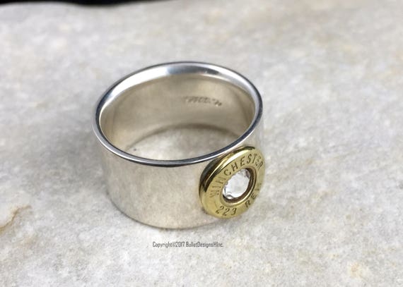 Bullet Ring .925 Sterling Silver Bullet Wedding Band Ring