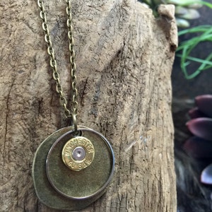 Bullet Necklace / 40 Cal Rustic Round Bullet Necklace WIN-40-B-RRN / Rustic Bullet Necklace / Brass Bullet Necklace / Rustic Necklace