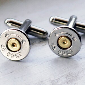 Bullet Cufflinks / Colt 45 Starline Nickel Bullet Cuff Links SL-45C-NB-CL / Silver Cufflinks / Men's Jewelry / Wedding / Colt 45 Cufflinks image 3