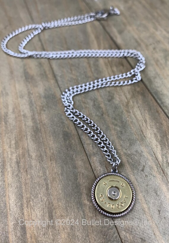 45-70 Government Antique Silver Bullet Necklace, Real Bullet