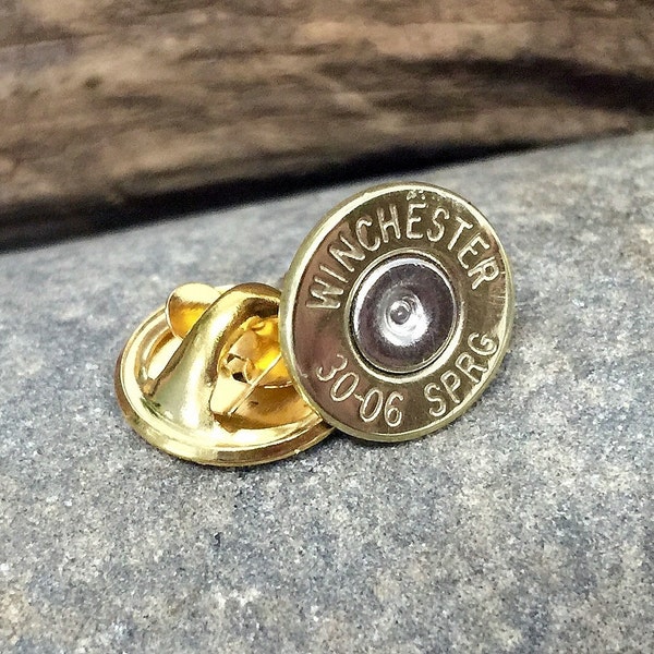 Bullet Tie Tac / Winchester 30-06 Brass Bullet Tie Tack / Hat Pin WIN-3006-BN-TT / Bullet Hat Pin / Gold Hat Pin / Gold Tie Tac / Men's