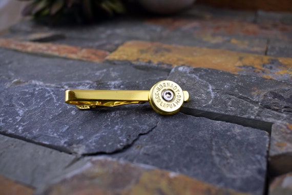 338 Lapua Brass Bullet Tie Clip, Sniper, Gift for Him, Christmas