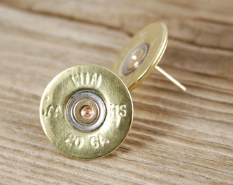 Stud Earrings / 20 Gauge Brass Shotgun Shell Bullet Stud Earrings WIN-20-BNC-SEAR / Bullet Stud Earrings / Shotgun Earrings / Custom