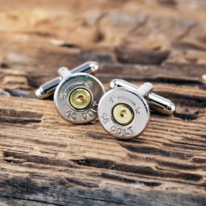 Bullet Cufflinks / Colt 45 Starline Nickel Bullet Cuff Links SL-45C-NB-CL / Silver Cufflinks / Men's Jewelry / Wedding / Colt 45 Cufflinks image 1