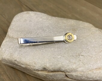Bullet Tie Clip, 32 Auto, Silver, Brass Bullet, Groomsman Gift, Wedding Party