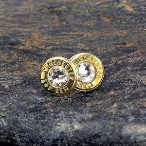 Bullet Stud Earrings / Winchester 223 Brass Sterling Silver Bullet Stud Earrings WIN-223-B-SEAR / Bullet Earrings / Lightweight, Custom