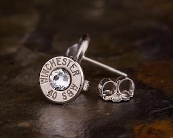 Bullet Stud Earrings, Winchester 40 Caliber STERLING Silver Bullet Stud Earrings, Bullet Earrings, Custom Earrings, 40 S&W Studs, Ammo