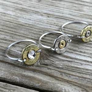Bullet Ring, Sterling Silver Wire Bullet Ring, Sterling Band & Brass Bullet, Birthstone Ring, Custom Ring, Recycled Bullet Ring, Simple Ring