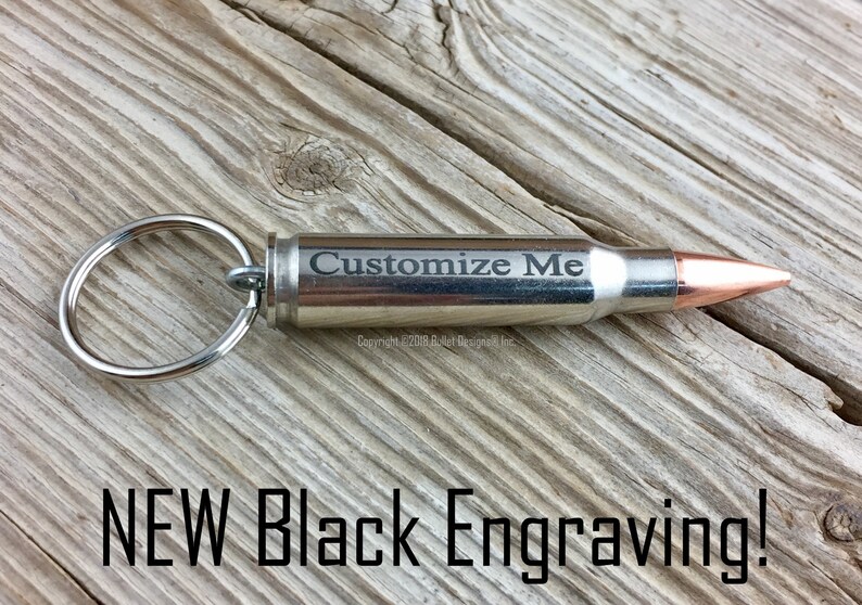 Custom Engraved Bullet Keychain DARK PERMANENT ENGRAVING Etsy