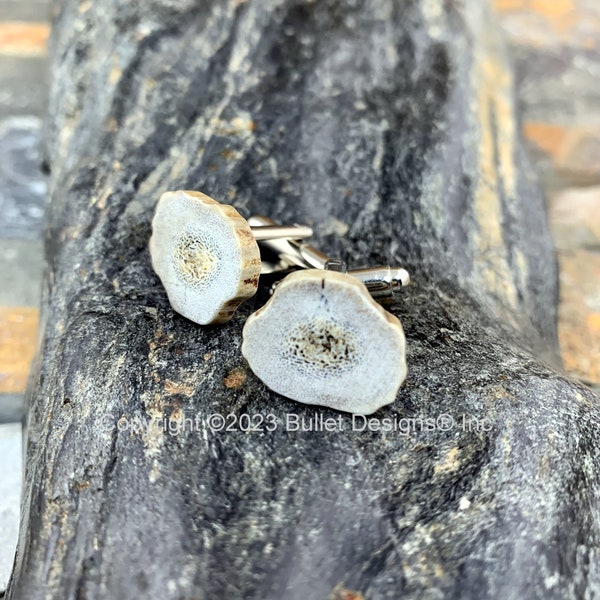 Deer Antler Cuff Links, Recycled, Silver Tone, Wedding, Unusual, Groomsmen