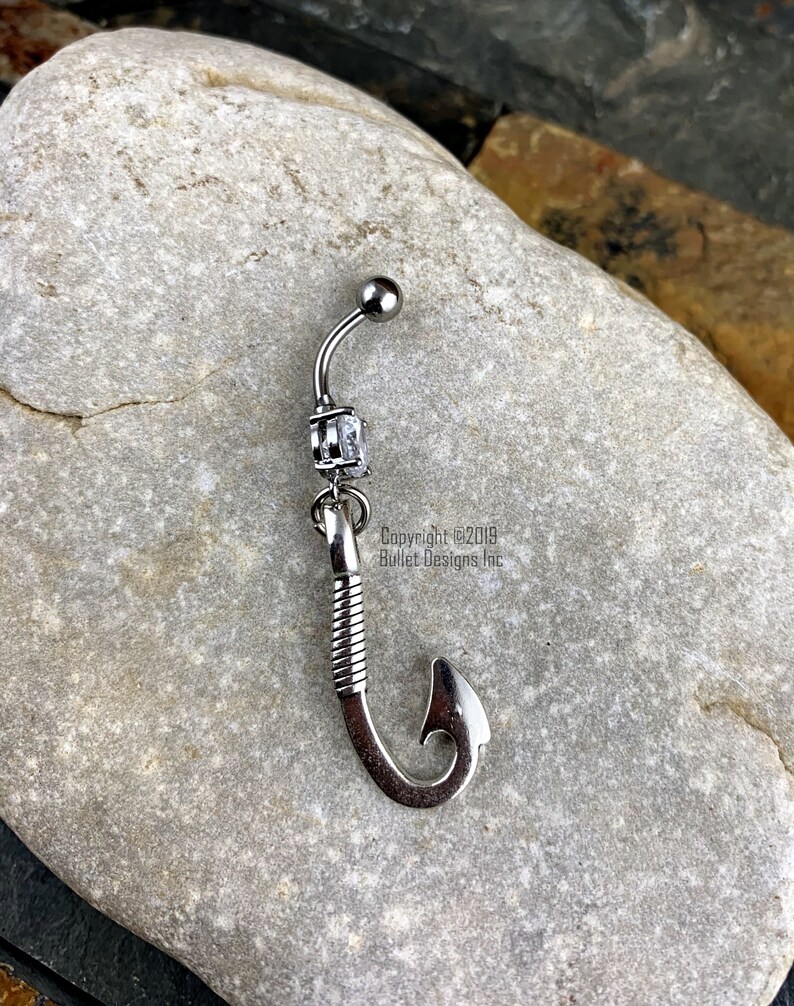 Fish Hook Belly Button Ring Sportswoman Belly Ring Angler Jewelry Outdoor Fishing Fisherwoman Fisherman