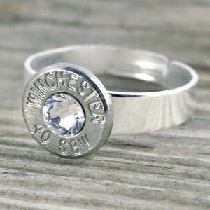 Bullet Ring / 40 Cal Adjustable Bullet Ring WIN-40-N/B-BR / Adjustable Ring / Nickel Ring / Nickel Bullet Ring / Brass Ring / Bullet Jewelry