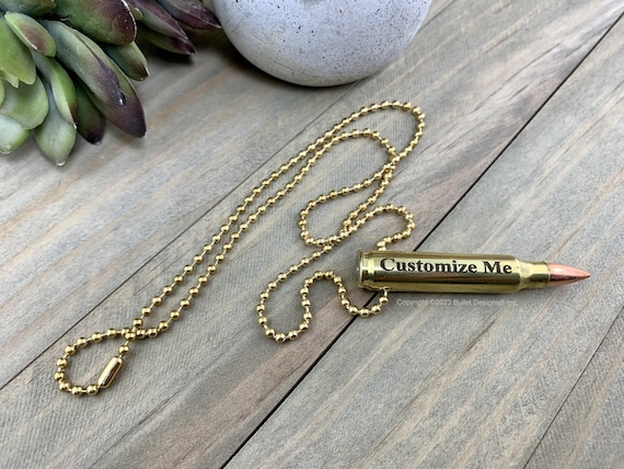 Engraved Brass Bullet Necklace Engraving 308 30 06 30 30 270