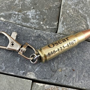 AK-47 Personalized Brass Bullet Pet Tag, Large, Dog Name Tag, Man&#39;s Best Friend, Collar Engraved, Zipper Pull, Custom Pet Tag, TNR