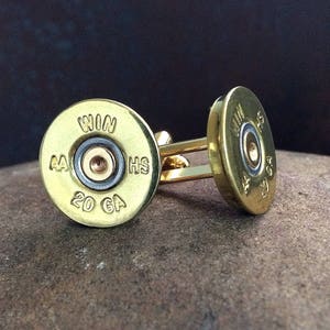 Shotgun Cufflinks, Winchester 20 Gauge Brass Shotgun Cufflinks, Wedding Cufflinks, Real Shotgun Shells, Groom Gifts, Bullet Cufflinks