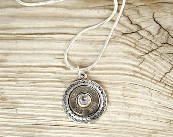 Bullet Necklace / Nickel Antique Swirls Bullet Necklace / Antique Necklace / Antique Bullet Necklace / Silver Necklace