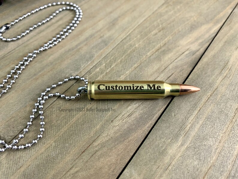 Ingraved Bullets Custom Engraved Brass Bullet Necklace, Engraving, 308, 30-06, 30-30 ...
