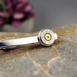 Bullet Tie Clip, 45 Auto Tie Clip, Nickel, Bullet Tie Clip, Groomsman Gift, Wedding Party