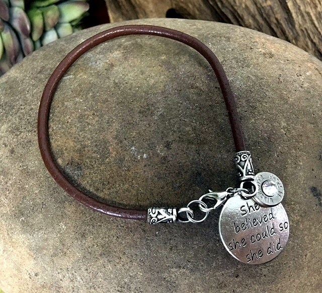 She believed she could so she did shop leather bracelet