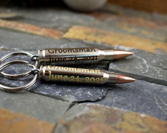 Groomsman Bullet Keychain, Wedding, Groomsmen Gift, Bridal, Custom, Gabriola, Personalized, Laser Engraved, 308, 223, AR-15, Bachelor Party