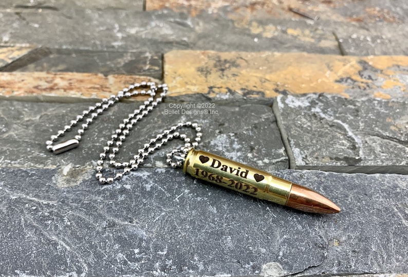 Ingraved Bullets Custom Engraved Urn, Real Brass Bullet Necklace, AK-47, 223, 6.5, 300 ...