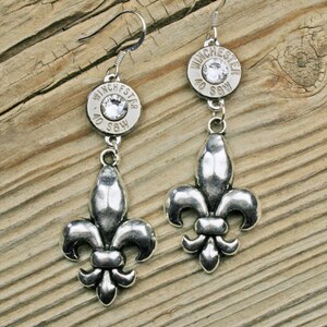 Dangling Fleur de Lis Bullet Earrings