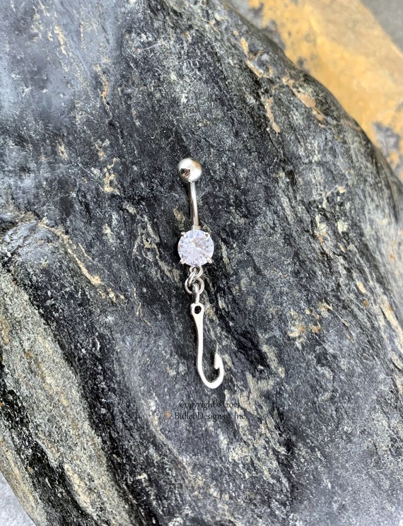 Fish Hook Belly Button Ring, Sportswoman Belly Ring, Fisherman,  Fisherwoman, Outdoor, Fishing, Angler Jewelry, Unique, Unusual