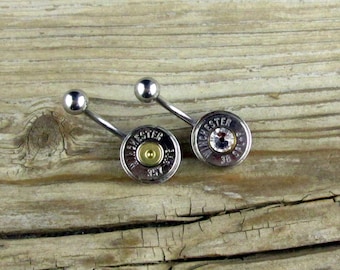 Belly Button Ring, Winchester Bullet Belly Button Ring, WIN-ANY-CPRBBR, Custom Belly Ring, 9mm Bullet, 40 Caliber, 38 Special, 380 Bullet