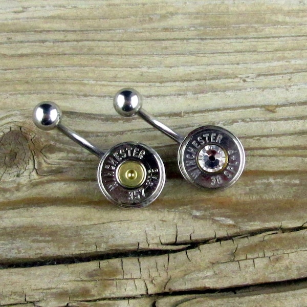 Belly Button Ring, Winchester Bullet Belly Button Ring, WIN-ANY-CPRBBR, Custom Belly Ring, 9mm Bullet, 40 Caliber, 38 Special, 380 Bullet