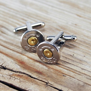 Bullet Cufflinks / Colt 45 Starline Nickel Bullet Cuff Links SL-45C-NB-CL / Silver Cufflinks / Men's Jewelry / Wedding / Colt 45 Cufflinks image 2