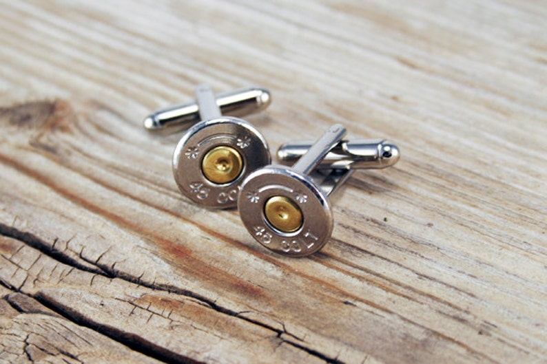 Bullet Cufflinks / Colt 45 Starline Nickel Bullet Cuff Links SL-45C-NB-CL / Silver Cufflinks / Men's Jewelry / Wedding / Colt 45 Cufflinks image 2