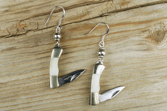 Knife Earrings Rough Ryder Knife Earrings Unique Earrings