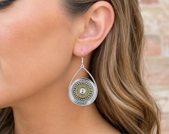 Bold & Beautiful Dangle Custom Bullet Earrings, Teardrop, Sterling Silver Earwires, 30-06, 308, 45 Auto, 270, 243