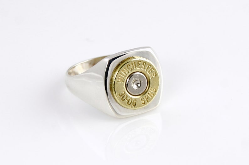 Bullet Ring / Men's Sterling Silver & Brass Bullet Ring Etsy