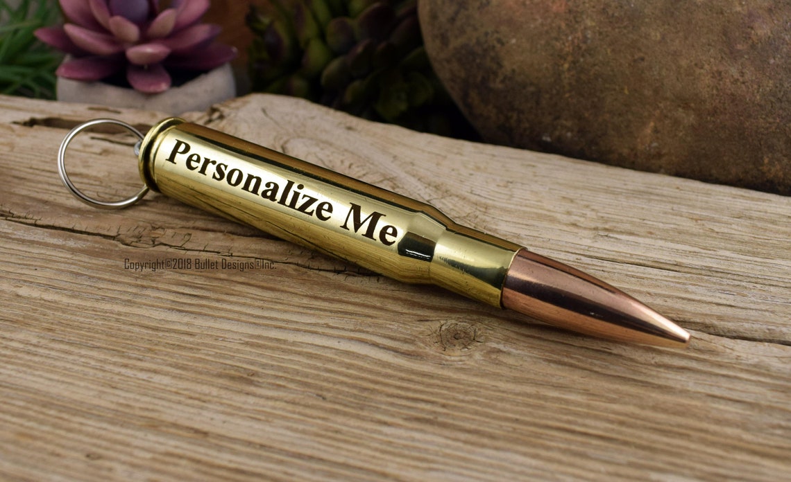 Bullet Keyring DARK Engraved 50 Caliber Brass Bullet Key Etsy