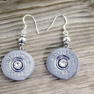 Bullet Earrings / Nickel Shotgun Shell Dangle Earrings WINNNB-DBE / Shotgun Earrings / Shotgun Shell Earrings / Nickel Earrings / Custom image 1