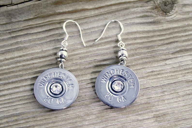 Bullet Earrings / Nickel Shotgun Shell Dangle Earrings WINNNB-DBE / Shotgun Earrings / Shotgun Shell Earrings / Nickel Earrings / Custom image 1