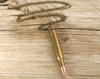 Bullet Necklace, Bronze Bullet Custom, Rifle, 308, 30-06, 223, AR-15, 243, 270, 7mm-08, Boho Chic, Trendy, Cutting Edge Jewelry