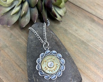 45-70 Custom Bullet Necklace, Vintage Inspired, Brass, Stainless Steel, Hand Crafted, Rope, Antique, Silver, Round
