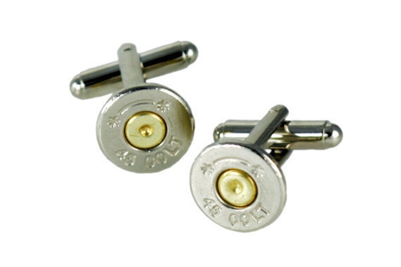 Bullet Cufflinks / Colt 45 Starline Nickel Bullet Cuff Links SL-45C-NB-CL / Silver Cufflinks / Men's Jewelry / Wedding / Colt 45 Cufflinks image 5