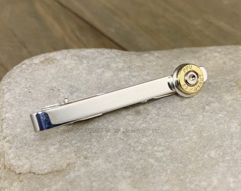 Bullet Tie Clip, 22 Hornet Silver, Brass Bullet, Groomsman Gift, Wedding Party