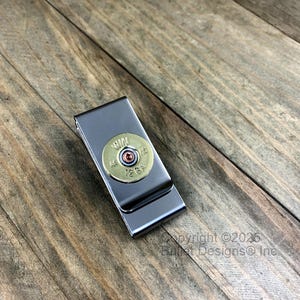 Clip para billetes con forma de bala, grabado personalizado, triple compartimento, cartucho de escopeta Winchester calibre 12 o 20, para padrinos de boda, personalizado, regalo para él, TNR