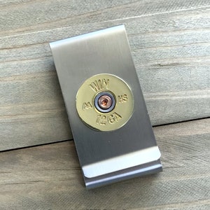 Bullet Money Clip, Custom Engraved, Double Sided, Winchester 12 or 20 Gauge Shotgun Shell, Groomsman, Christmas, Personalized, Gift Him, TNR