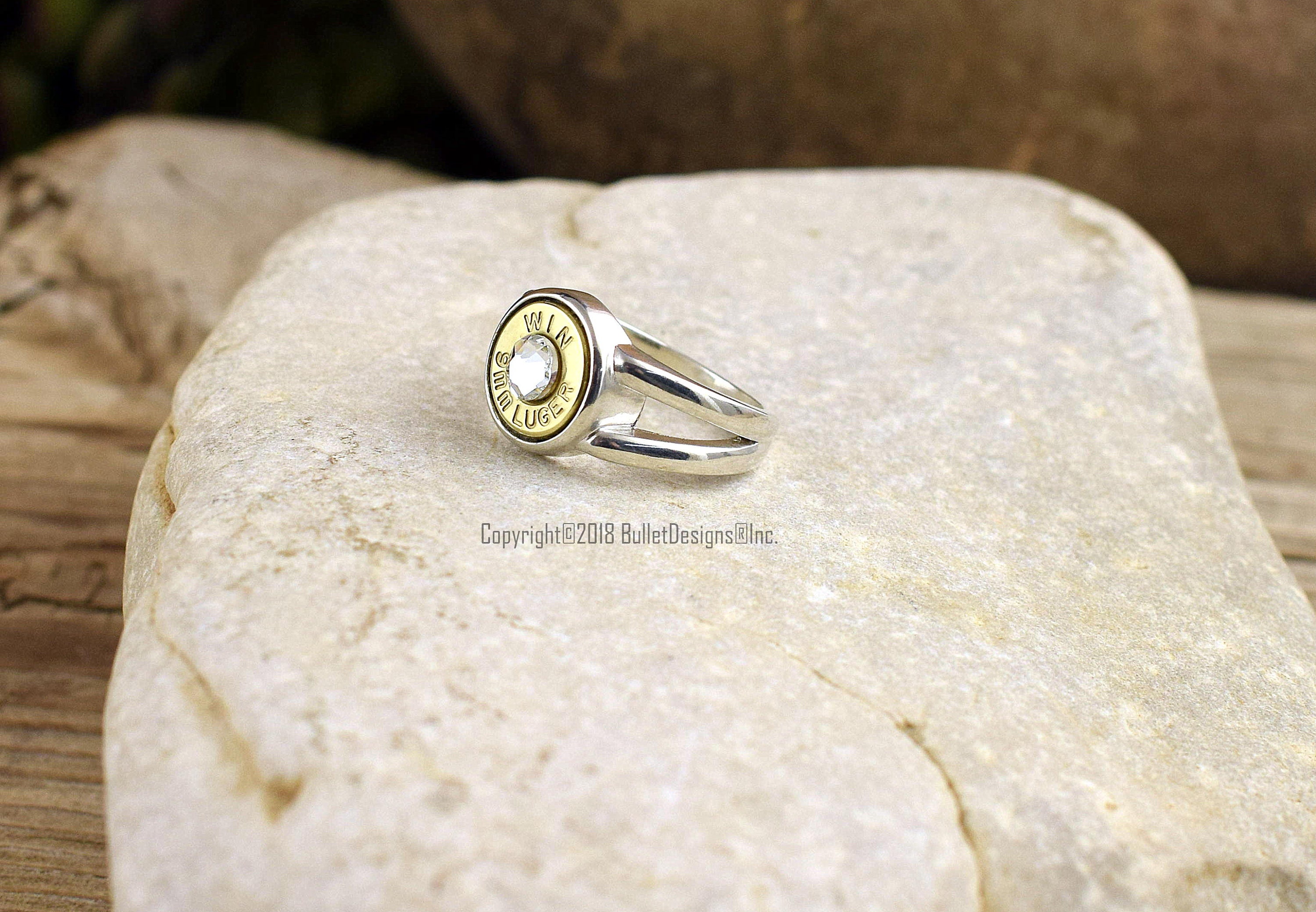 Bullet Ring, Custom 9mm Side Split Sterling Silver, Winchester, 9mm ...