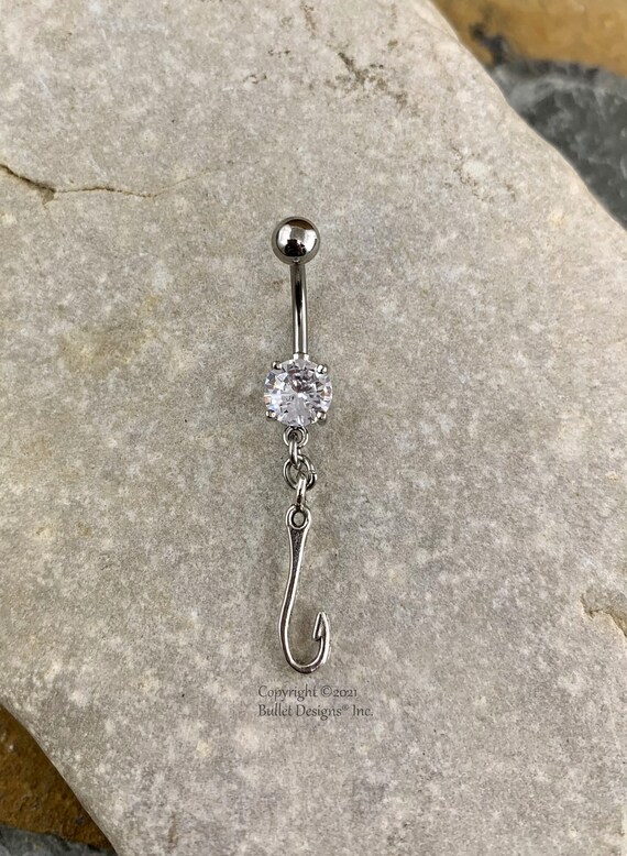 Fish Hook Belly Button Ring Sportswoman Belly Ring Fisherman Fisherwoman Outdoor Fishing Angler Jewelry Unique Unusual