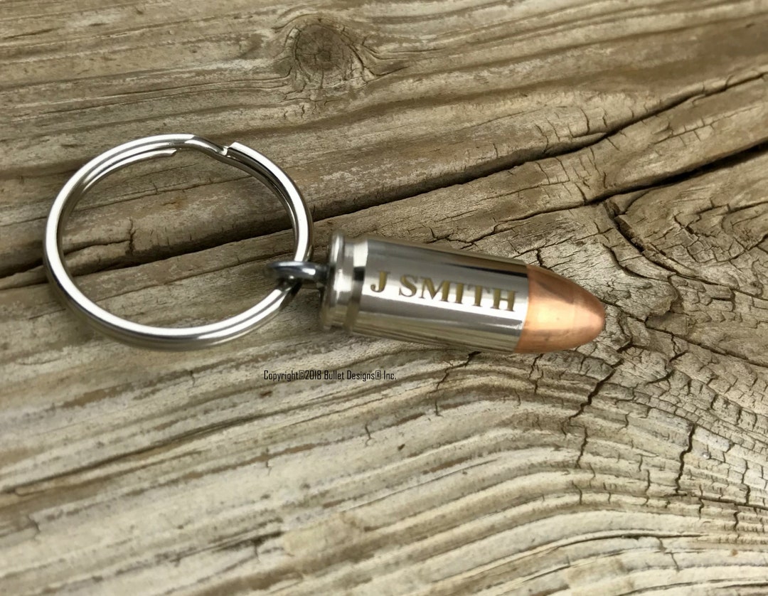 Custom Engraved Bullet Keychain, GOLD & SILVER ENGRAVING, 9mm, 380 or ...
