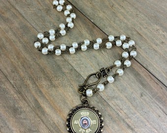 20 Gauge Shotgun Pearl Necklace, Choker, Statement, Bronze, Custom, Jewelry, Ammo,
