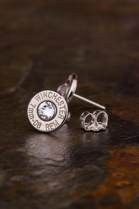 Bullet Earrings 7mm-08 Nickel Bullet Head Stud Earrings Studs  Sterling Silver Earrings Sterling Jewelry Custom